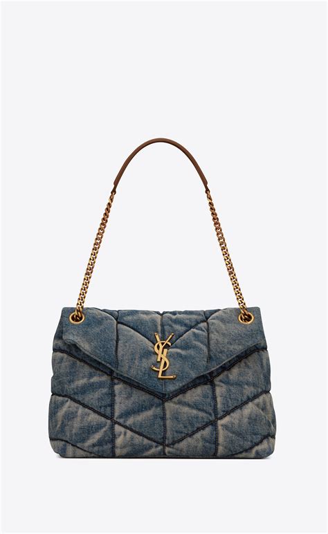 ysl suede bag with fringe|YSL denim puffer bag.